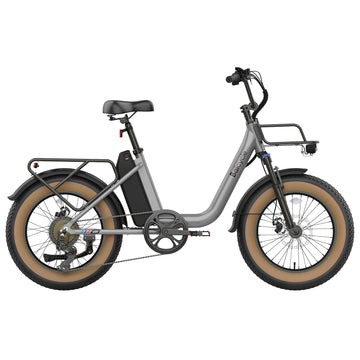 Baicycle CruiseONE – srebrny rower elektryczny, widok z przodu
