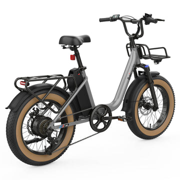 Baicycle CruiseONE – srebrny e-bike, widok z tyłu pod katem