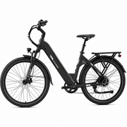 TTGO C5 E-Bike - Riding shot, man waterfront plaza