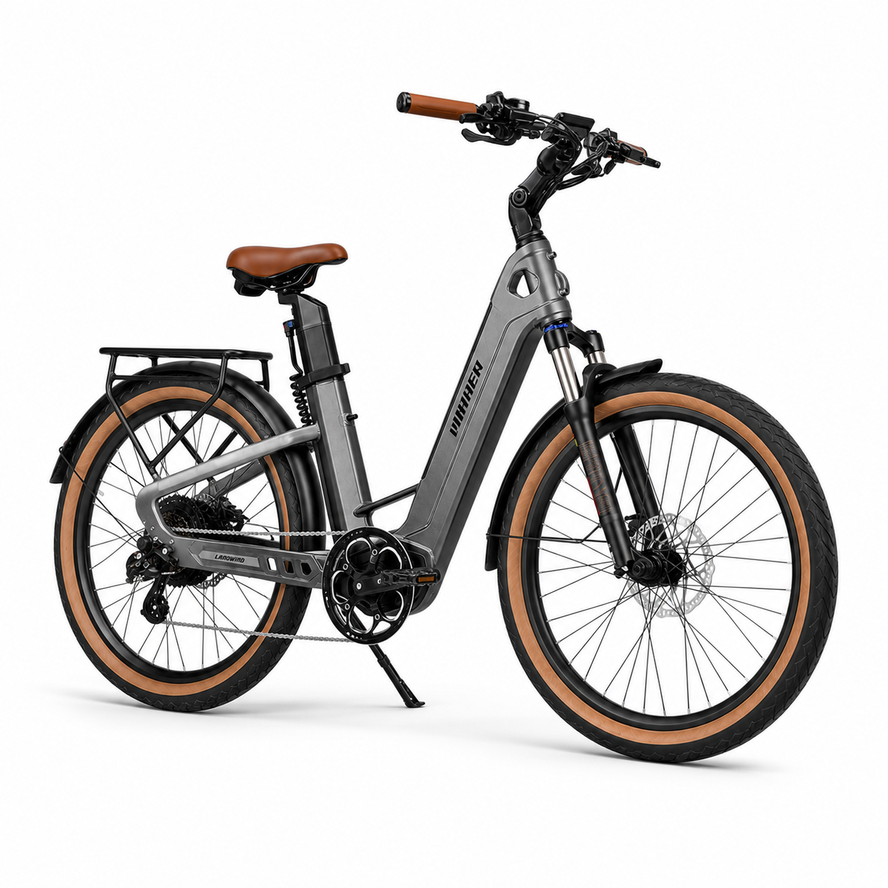 MIHOGO Air Max Carbon E-Bike - Gray 45 degree view