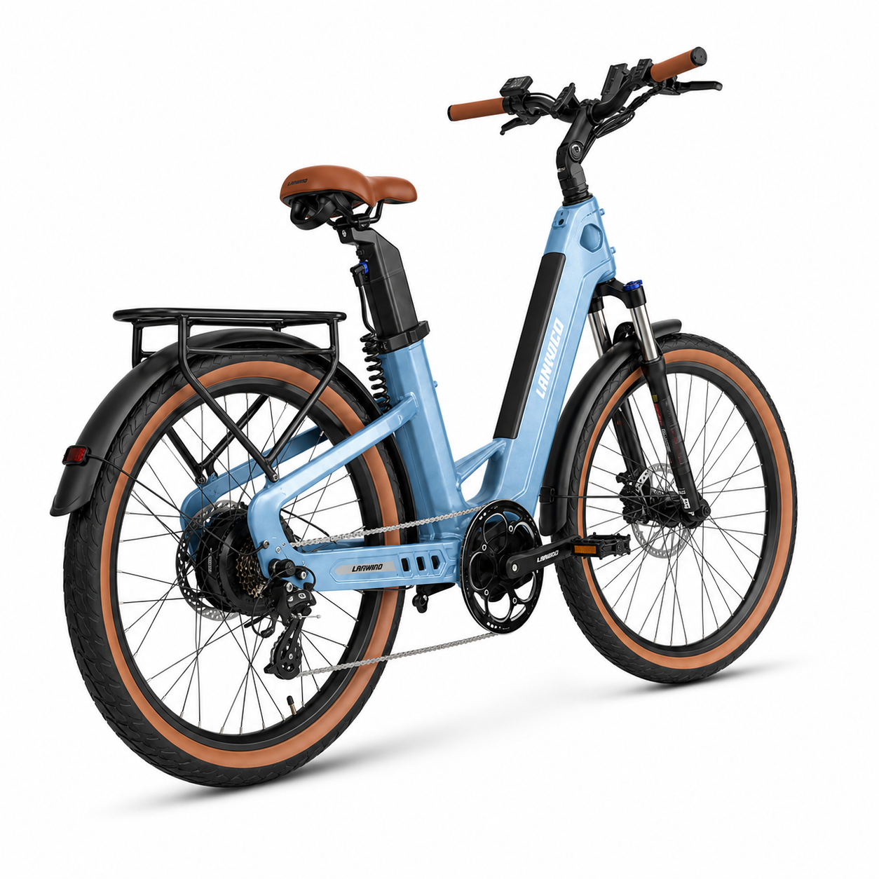 MIHOGO Air Max Carbon E-Bike - Blue 45 degree view