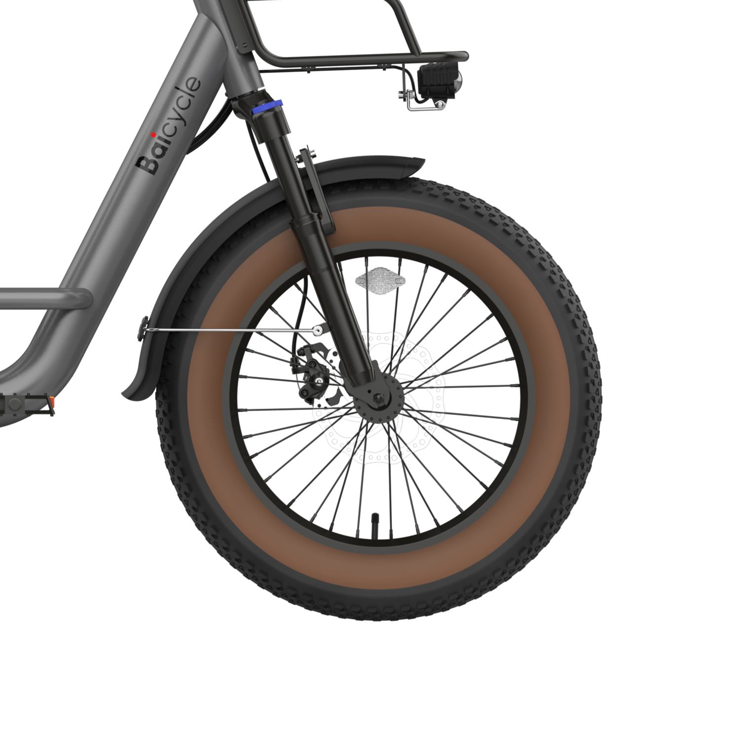 Kolo w srebny rowerze elektrycznym Baicycle CargoONE