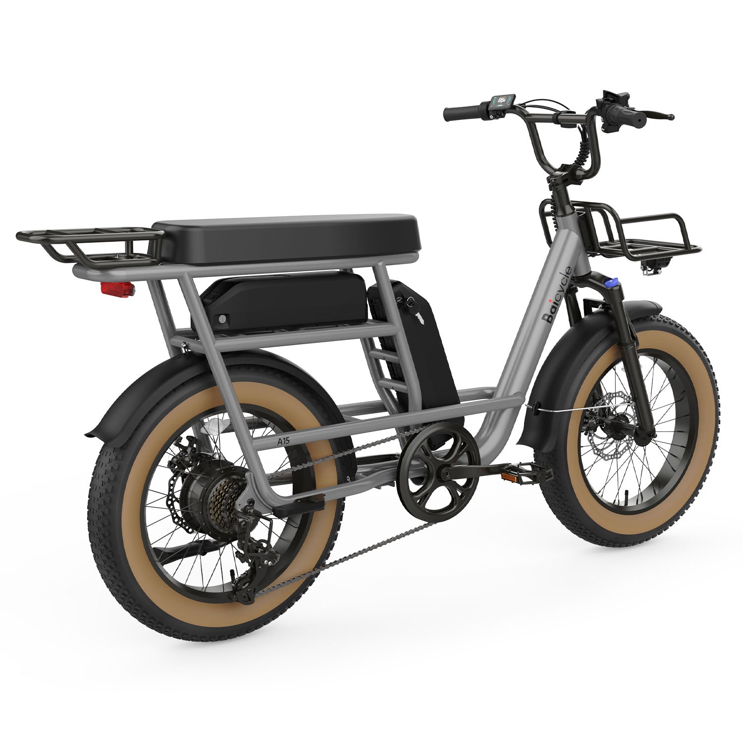 Baicycle CargoONE – srebrny rower elektryczny z boku
