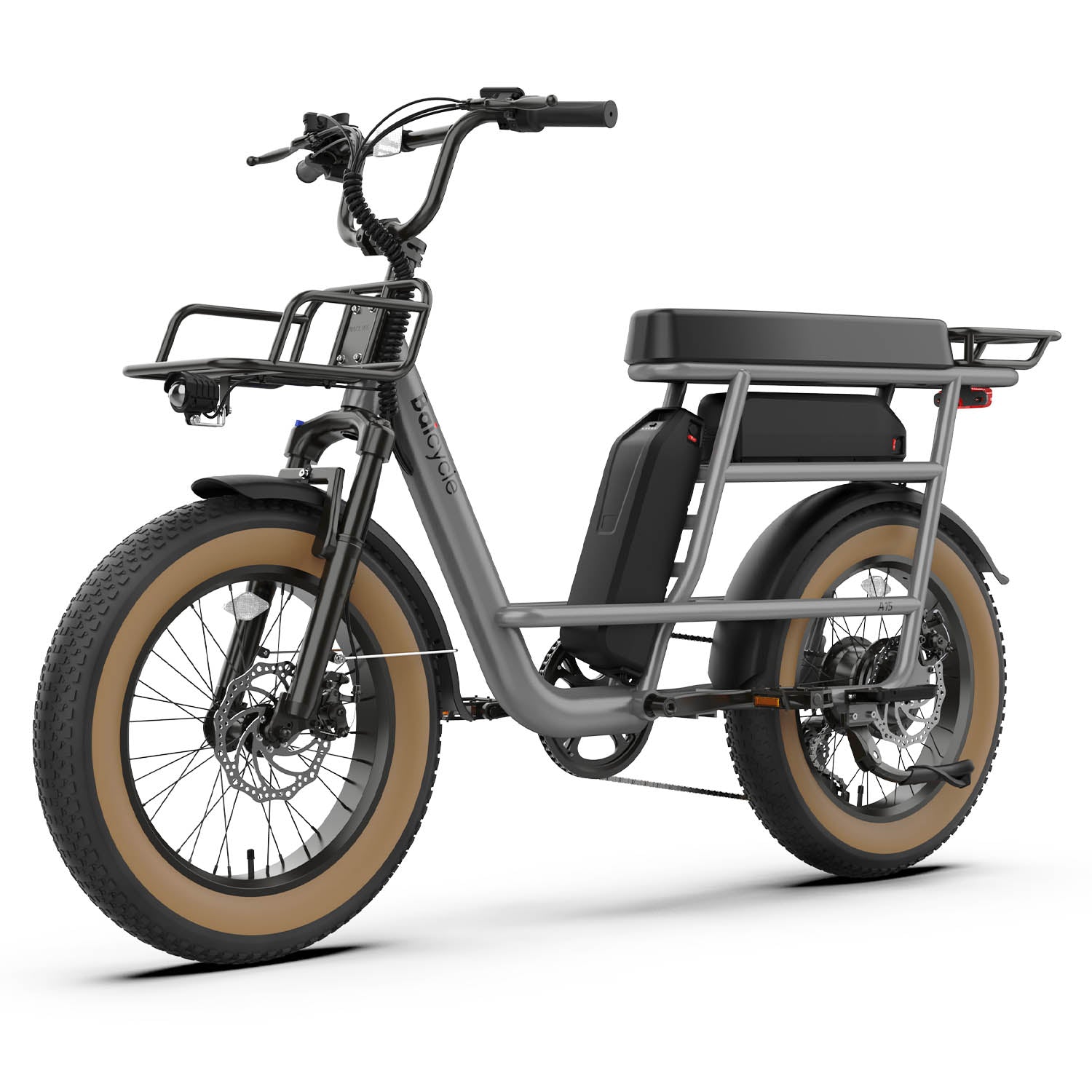 Baicycle CargoONE – srebrny rower elektryczny  widok pod kątem