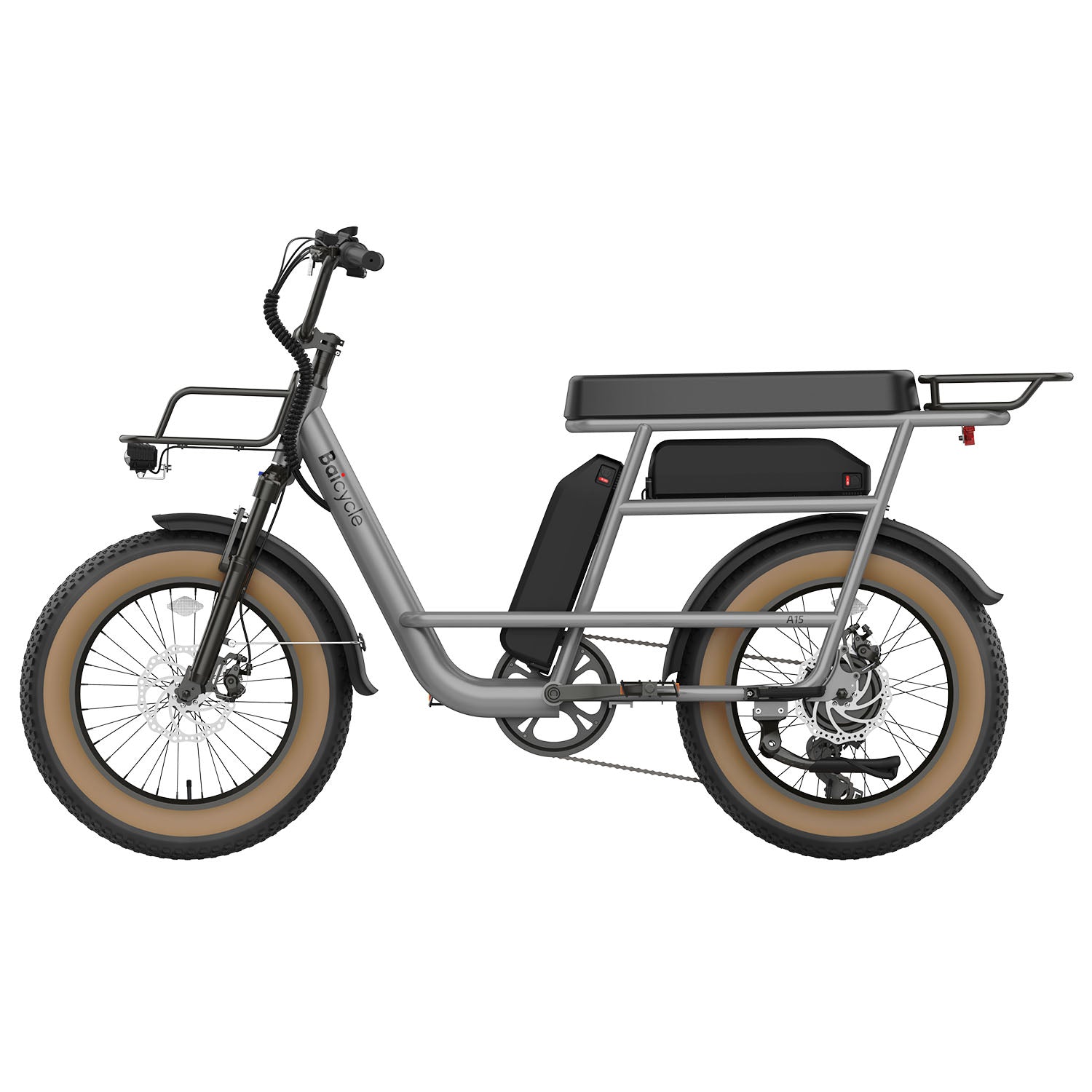 Baicycle CargoONE – srebrny e-bike widok z tyłu