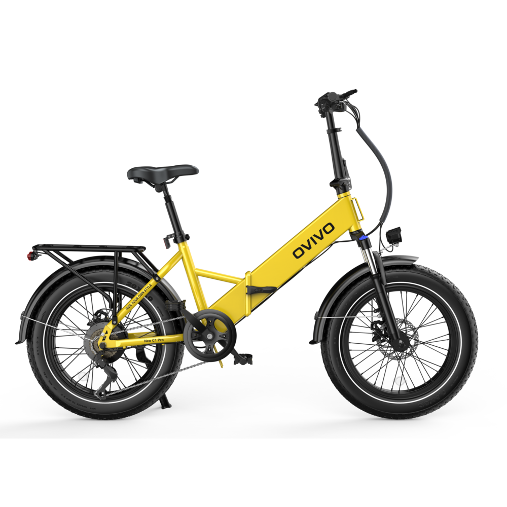 OVIVO C1 PRO – skladany e-bike w kolorze zoltym, idealny na lato