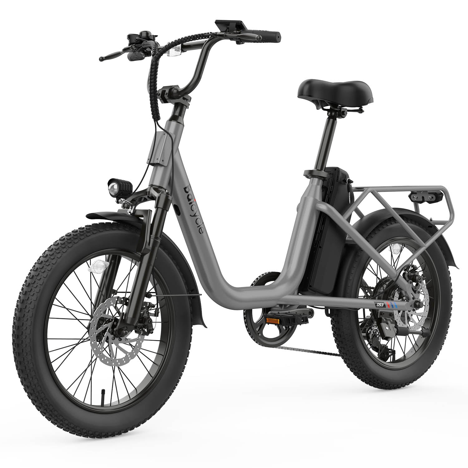 Baicycle CityONE – srebrny e-rower, widok z boku