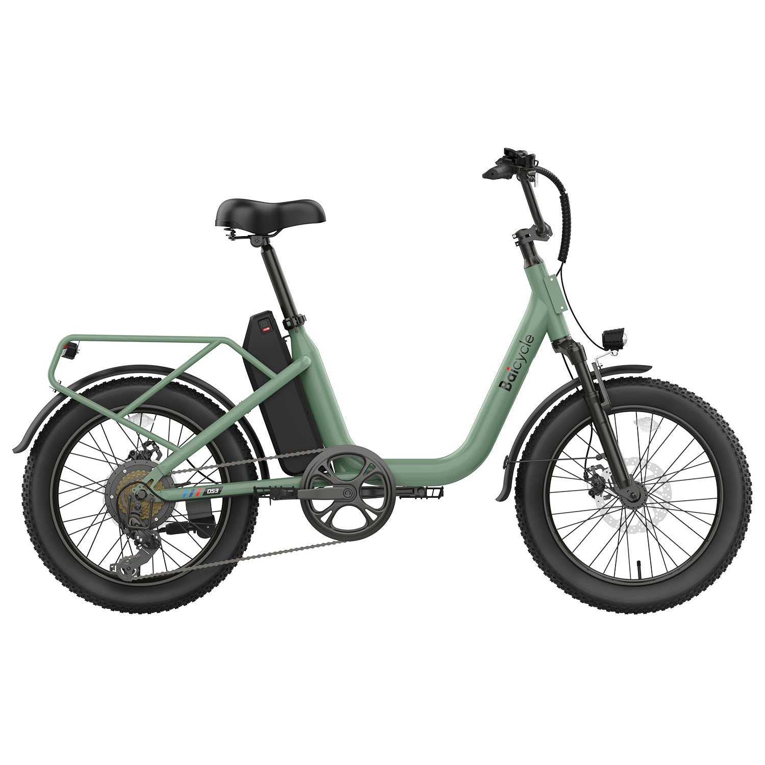 Baicycle CityONE – zielony e-bike, widok od frontu