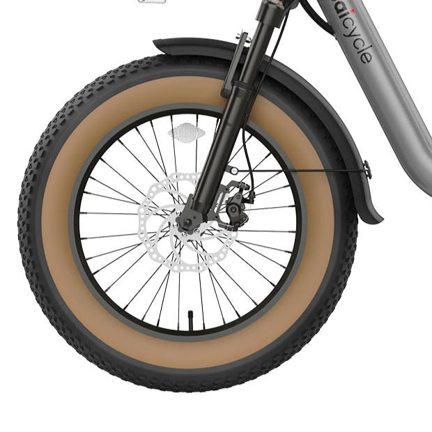 Baicycle CruiseONE – zblizenie na przednie kolo z opona fat