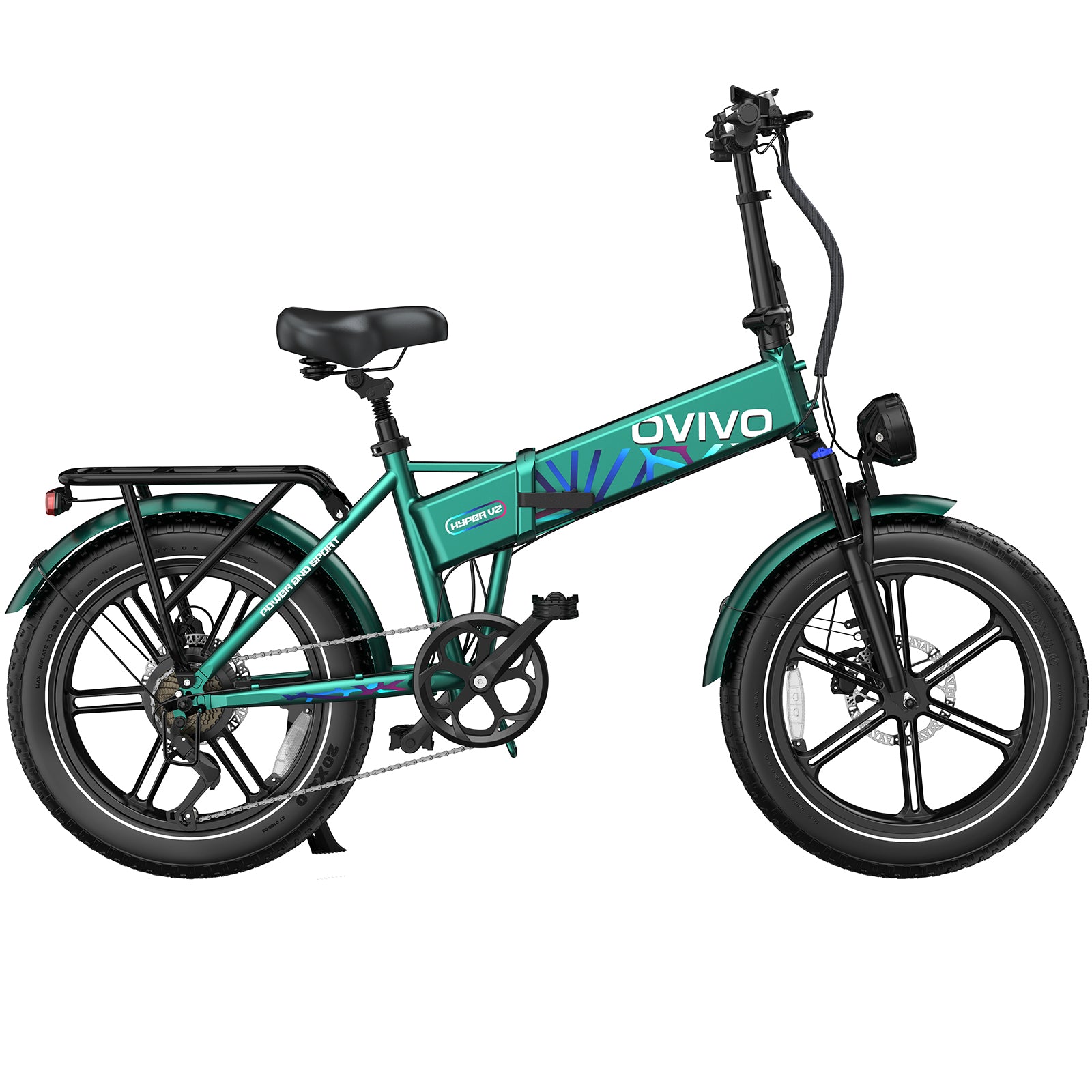 OVIVO HYPER V2 – zielony e-bike miejski, widok z przodu