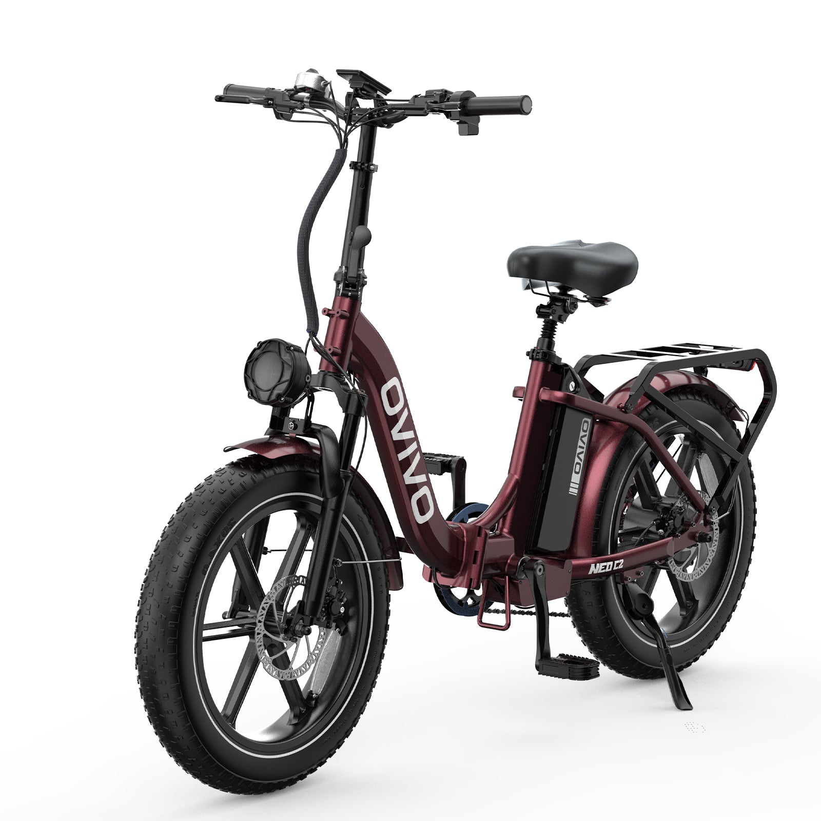 OVIVO NEO C2 – czerwony e-bike, widok z boku