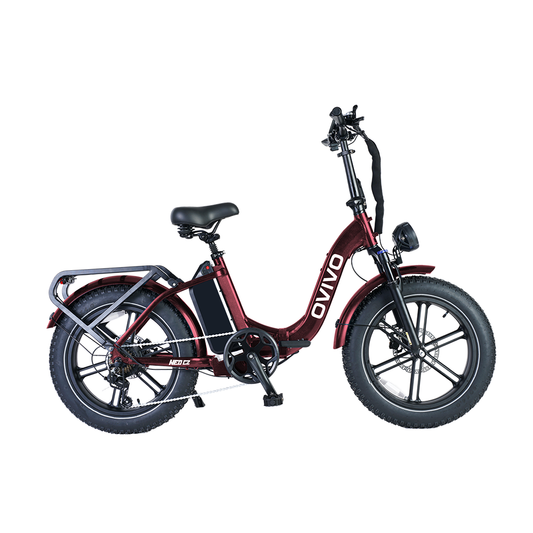OVIVO NEO C2 – czerwony rower elektryczny, widok z przodu