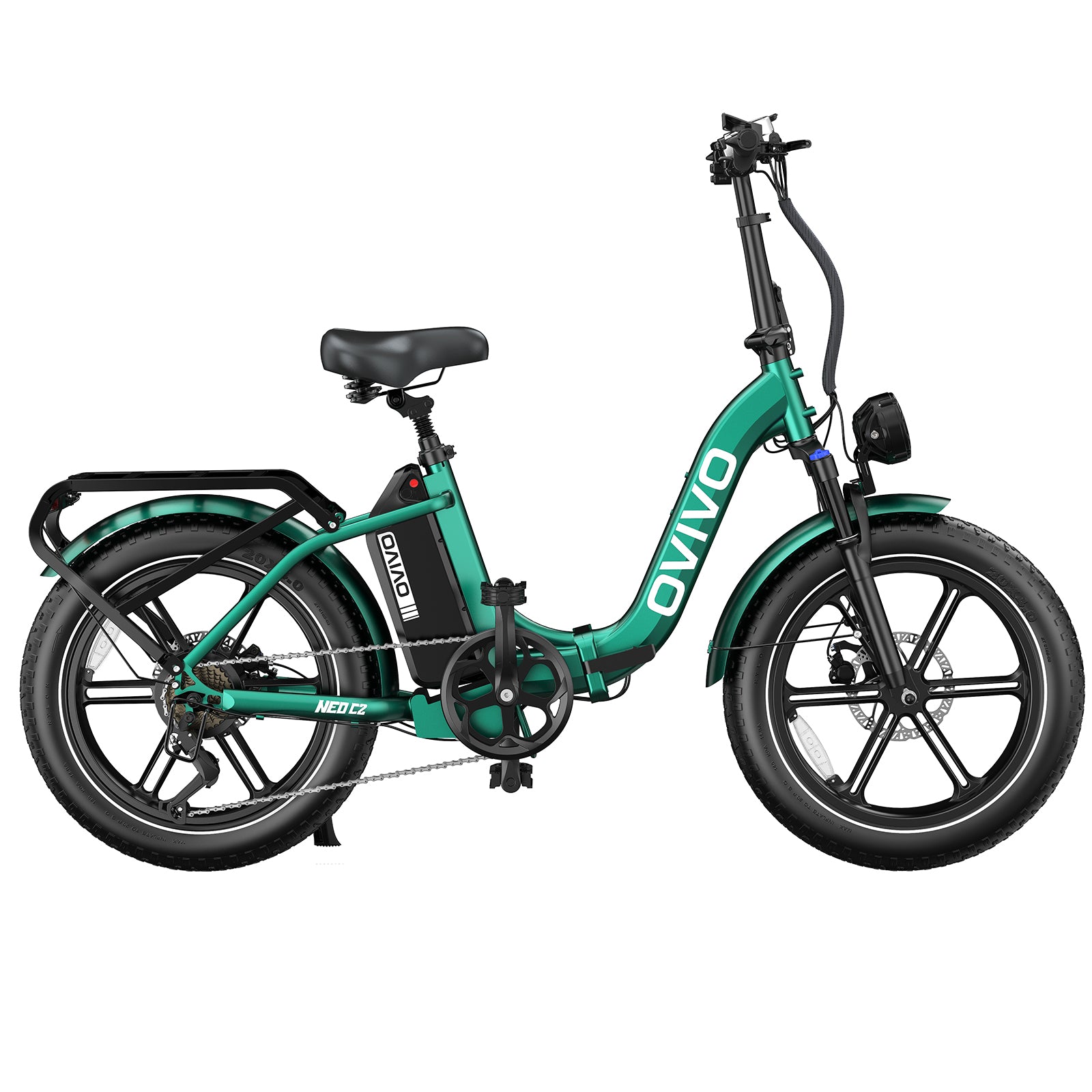 OVIVO NEO C2 – zielony e-rower, widok od przodu